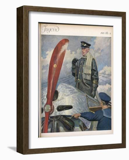 Before Take-Off a German Naval Pilot Contemplates the Mission Before Him-E. Godberson-Framed Art Print