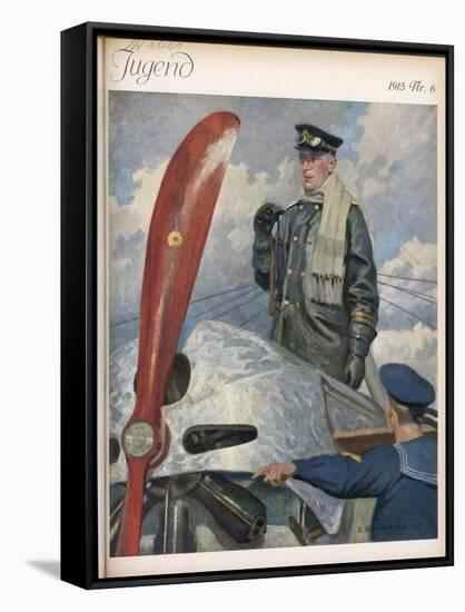 Before Take-Off a German Naval Pilot Contemplates the Mission Before Him-E. Godberson-Framed Stretched Canvas