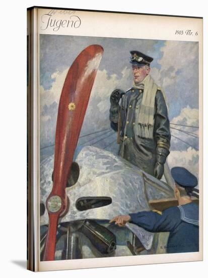 Before Take-Off a German Naval Pilot Contemplates the Mission Before Him-E. Godberson-Stretched Canvas