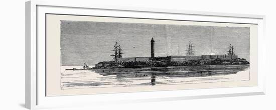 Before the Bombardment of Alexandria, July 7, 1882: Fortifications of the Lighthouse and Barracks-null-Framed Premium Giclee Print