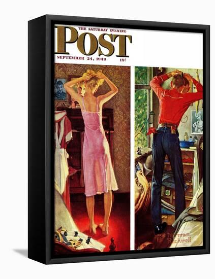 "Before the Date" Saturday Evening Post Cover, September 24,1949-Norman Rockwell-Framed Stretched Canvas