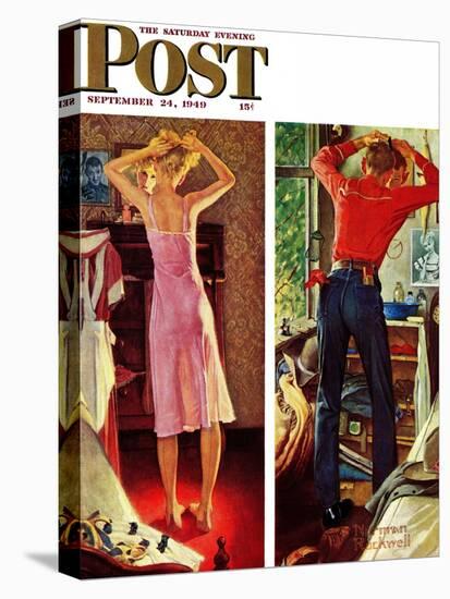 "Before the Date" Saturday Evening Post Cover, September 24,1949-Norman Rockwell-Stretched Canvas