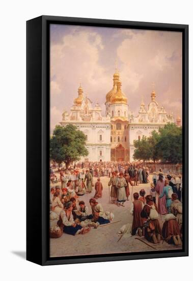 Before the Kiev Monastery of the Caves-Vasili Petrovich Vereshchagin-Framed Stretched Canvas