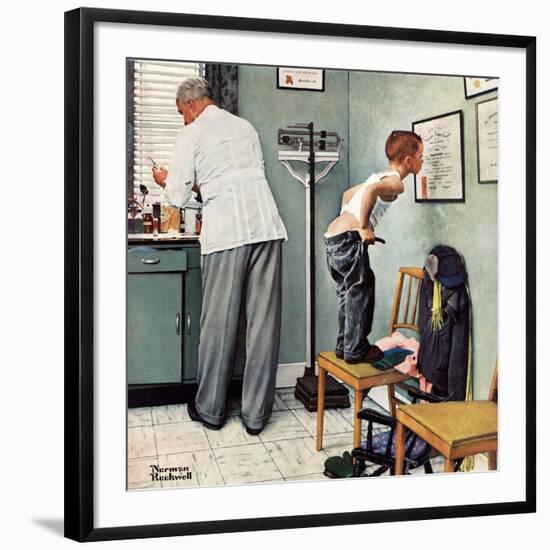 "Before the Shot" or "At the Doctor's", March 15,1958-Norman Rockwell-Framed Giclee Print