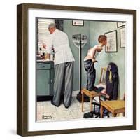 "Before the Shot" or "At the Doctor's", March 15,1958-Norman Rockwell-Framed Giclee Print