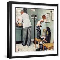 "Before the Shot" or "At the Doctor's", March 15,1958-Norman Rockwell-Framed Giclee Print