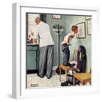 "Before the Shot" or "At the Doctor's", March 15,1958-Norman Rockwell-Framed Giclee Print