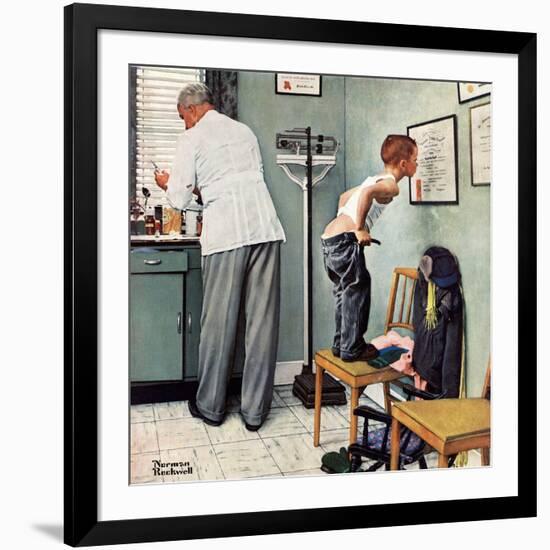 "Before the Shot" or "At the Doctor's", March 15,1958-Norman Rockwell-Framed Giclee Print