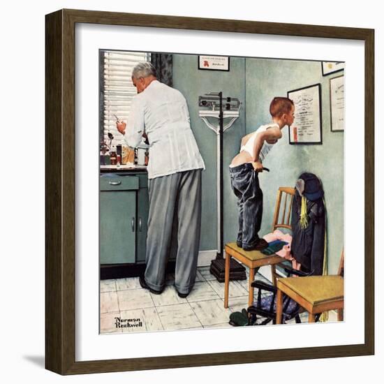 "Before the Shot" or "At the Doctor's", March 15,1958-Norman Rockwell-Framed Premium Giclee Print