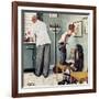 "Before the Shot" or "At the Doctor's" Saturday Evening Post Cover, March 15,1958-Norman Rockwell-Framed Giclee Print