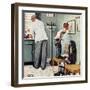 "Before the Shot" or "At the Doctor's" Saturday Evening Post Cover, March 15,1958-Norman Rockwell-Framed Giclee Print