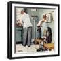 "Before the Shot" or "At the Doctor's" Saturday Evening Post Cover, March 15,1958-Norman Rockwell-Framed Giclee Print