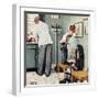 "Before the Shot" or "At the Doctor's" Saturday Evening Post Cover, March 15,1958-Norman Rockwell-Framed Giclee Print