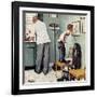 "Before the Shot" or "At the Doctor's" Saturday Evening Post Cover, March 15,1958-Norman Rockwell-Framed Giclee Print