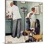 "Before the Shot" or "At the Doctor's" Saturday Evening Post Cover, March 15,1958-Norman Rockwell-Mounted Giclee Print