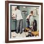 "Before the Shot" or "At the Doctor's" Saturday Evening Post Cover, March 15,1958-Norman Rockwell-Framed Giclee Print