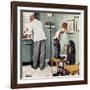 "Before the Shot" or "At the Doctor's" Saturday Evening Post Cover, March 15,1958-Norman Rockwell-Framed Premium Giclee Print