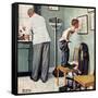 "Before the Shot" or "At the Doctor's" Saturday Evening Post Cover, March 15,1958-Norman Rockwell-Framed Stretched Canvas