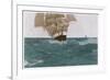 "Before the Wind", a Ship Sets Her Out-Riggers to Take Advantage of a Favorable Wind-Hans Petersen-Framed Premium Giclee Print