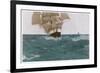 "Before the Wind", a Ship Sets Her Out-Riggers to Take Advantage of a Favorable Wind-Hans Petersen-Framed Premium Giclee Print