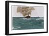 "Before the Wind", a Ship Sets Her Out-Riggers to Take Advantage of a Favorable Wind-Hans Petersen-Framed Art Print