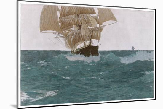 "Before the Wind", a Ship Sets Her Out-Riggers to Take Advantage of a Favorable Wind-Hans Petersen-Mounted Art Print