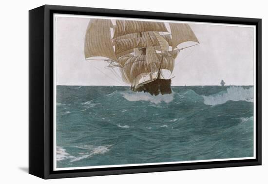 "Before the Wind", a Ship Sets Her Out-Riggers to Take Advantage of a Favorable Wind-Hans Petersen-Framed Stretched Canvas