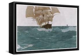 "Before the Wind", a Ship Sets Her Out-Riggers to Take Advantage of a Favorable Wind-Hans Petersen-Framed Stretched Canvas