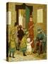 Beggar at church doors-Thomas Crane-Stretched Canvas