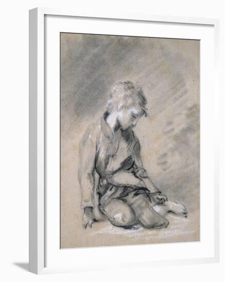 Beggar Boy, About 1780 (Black Chalk and Stump, Heightened with White, on Pale Buff Paper)-Thomas Gainsborough-Framed Giclee Print