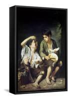 Beggar Boys Eating Grapes and Melon-Bartolome Esteban Murillo-Framed Stretched Canvas