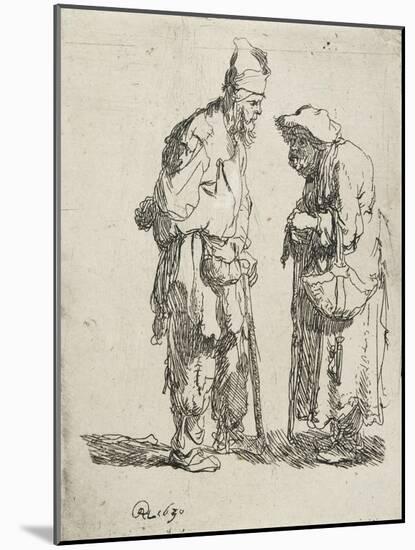 Beggar Man and Beggar Woman Conversing, 1630-Rembrandt van Rijn-Mounted Giclee Print