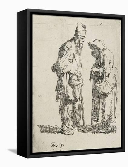 Beggar Man and Beggar Woman Conversing, 1630-Rembrandt van Rijn-Framed Stretched Canvas