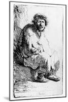 Beggar Seated on a Bank, 1630 (Etching)-Rembrandt van Rijn-Mounted Giclee Print