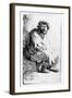 Beggar Seated on a Bank, 1630 (Etching)-Rembrandt van Rijn-Framed Giclee Print