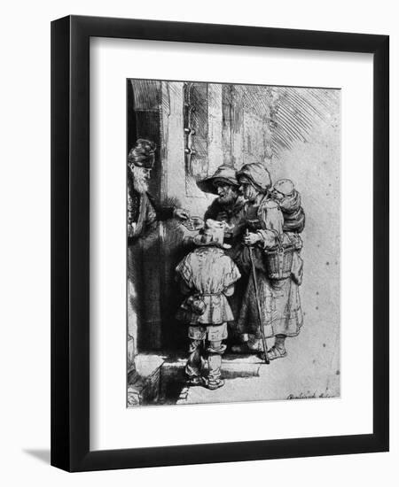 Beggars on the Doorstep of a House, 1648-Rembrandt van Rijn-Framed Giclee Print