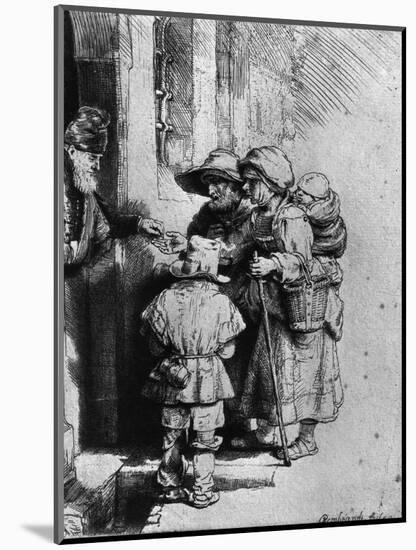 Beggars on the Doorstep of a House, 1648-Rembrandt van Rijn-Mounted Giclee Print