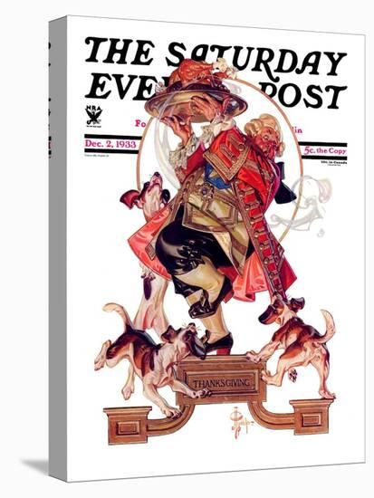 "Begging for Turkey," Saturday Evening Post Cover, December 2, 1933-Joseph Christian Leyendecker-Stretched Canvas