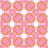 Watercolor Ikat Repeating Tile Border. Orange Tempting Boho Chic Summer Design. Ikat Repeating Swim-Begin Again Studio-Laminated Art Print