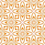 Hand Painted Tiled Watercolor Border. Orange Stylish Boho Chic Summer Design. Textile Ready Appeali-Begin Again Studio-Framed Stretched Canvas