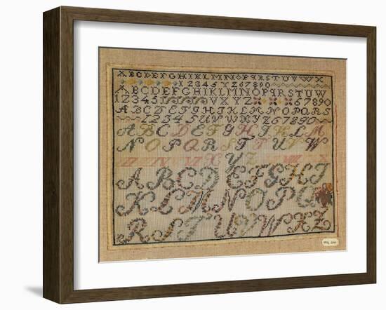 Beginners Work, Embroidered in Cross-Stitch on Linen Canvas, Depicting an Alphabet-null-Framed Giclee Print