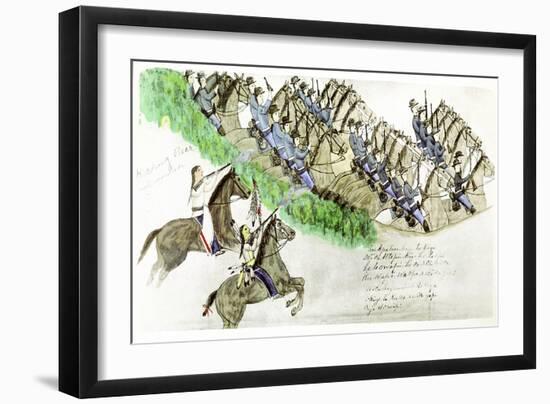 Beginning of the Battle of the Little Big Horn, Montana, USA, June 1876-null-Framed Giclee Print