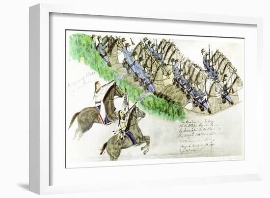Beginning of the Battle of the Little Big Horn, Montana, USA, June 1876-null-Framed Giclee Print