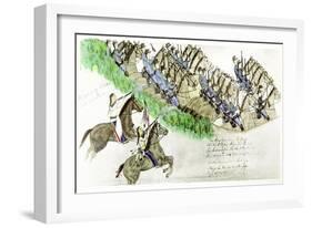 Beginning of the Battle of the Little Big Horn, Montana, USA, June 1876-null-Framed Giclee Print