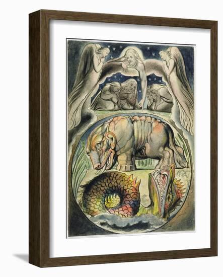 Behemoth and Leviathan, after William Blake (1757-1827) (Pen and Ink and W/C on Paper)-John Linnell-Framed Giclee Print