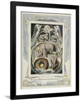 Behemoth and Leviathan from the Book of Job (Pl.15), C.1793 (Hand Tinted Line)-William Blake-Framed Giclee Print