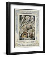 Behemoth and Leviathan from the Book of Job (Pl.15), C.1793 (Hand Tinted Line)-William Blake-Framed Giclee Print