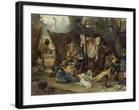 Behind the Curtain, 1880-Ludwig Knaus-Framed Giclee Print