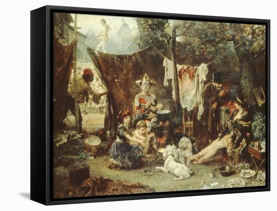 Behind the Curtain, Circus Entertainers Resting Between Acts, 1880-Ludwig Knaus-Framed Stretched Canvas