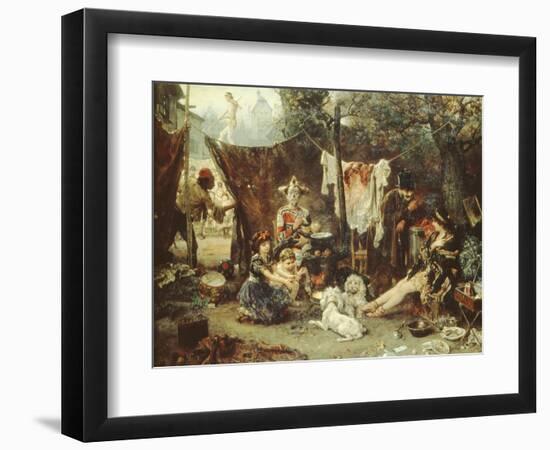 Behind the Curtain, Circus Entertainers Resting Between Acts, 1880-Ludwig Knaus-Framed Giclee Print